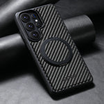 Premium Carbon Fiber Style Magnetic Leather Case for Samsung Galaxy S26 Ultra