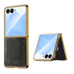 Luxury Leather Case with Tempered Glass Screen Protector for Samsung Galaxy Z Flip 8