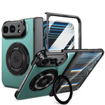 Shockproof Hard PC MagSafe Case with 360° Rotating Ring Stand for iPhone Duo