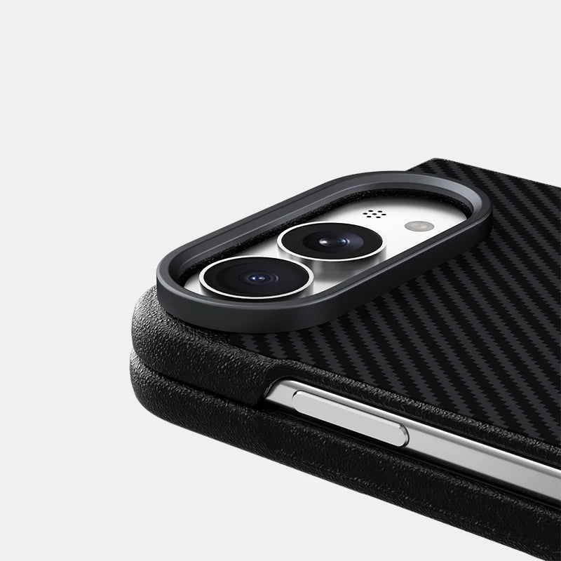 Water-Resistant Carbon Fiber MagSafe Case with Raised Camera Protection for iPhone Duo