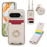Lychee Grain Leather Dual-Strap Lanyard Case with Metal Ring Holder for Google Pixel 11 Series