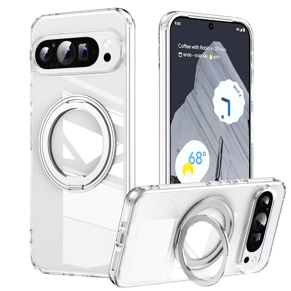 Premium Transparent Magnetic Case with 360° Rotating Stand for Google Pixel 9 Series