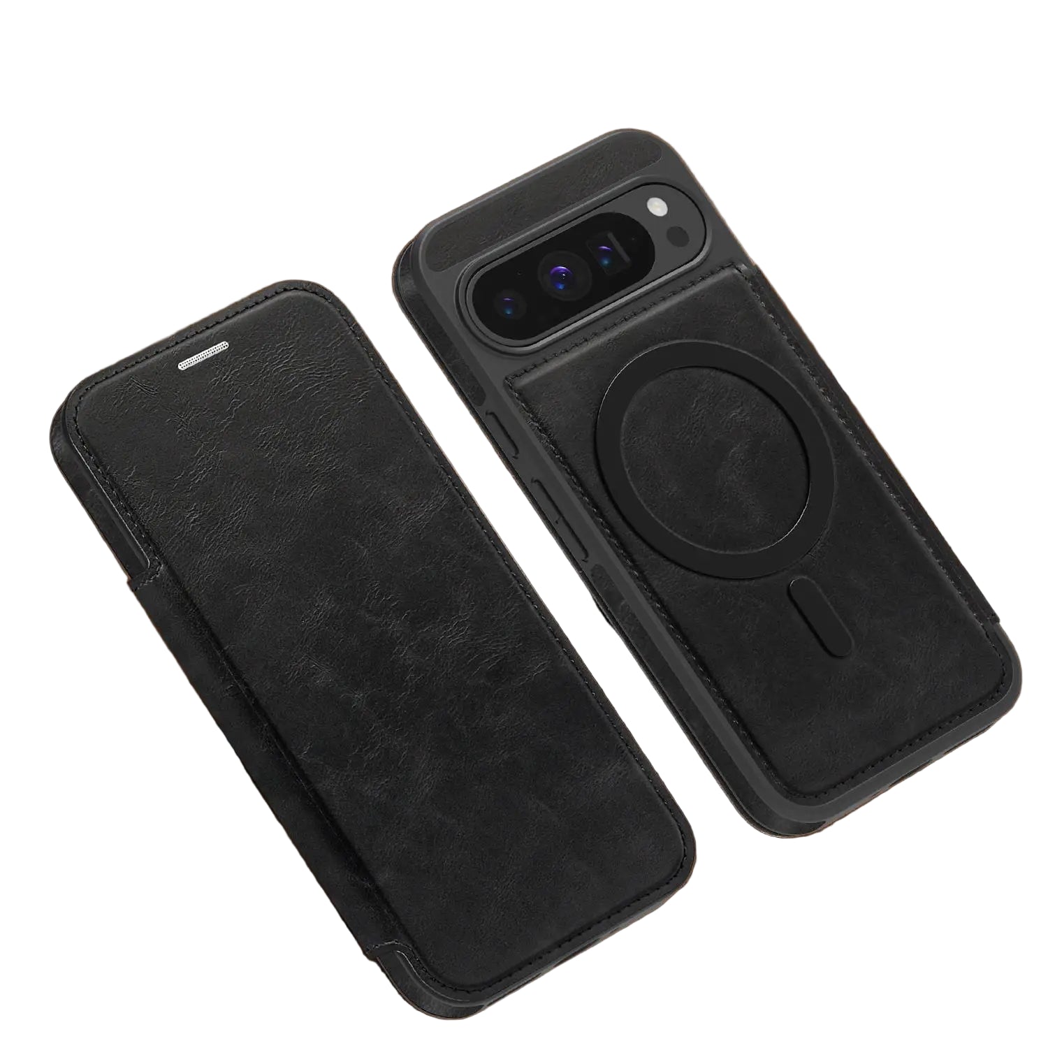 Google Pixel 10 Series Magnetic Leather Flip Case with Card Slot