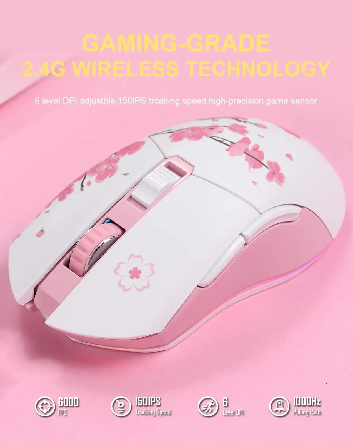DAREU EM901X Sakura Pink Dual-Mode Wireless & Wired Gaming Mouse