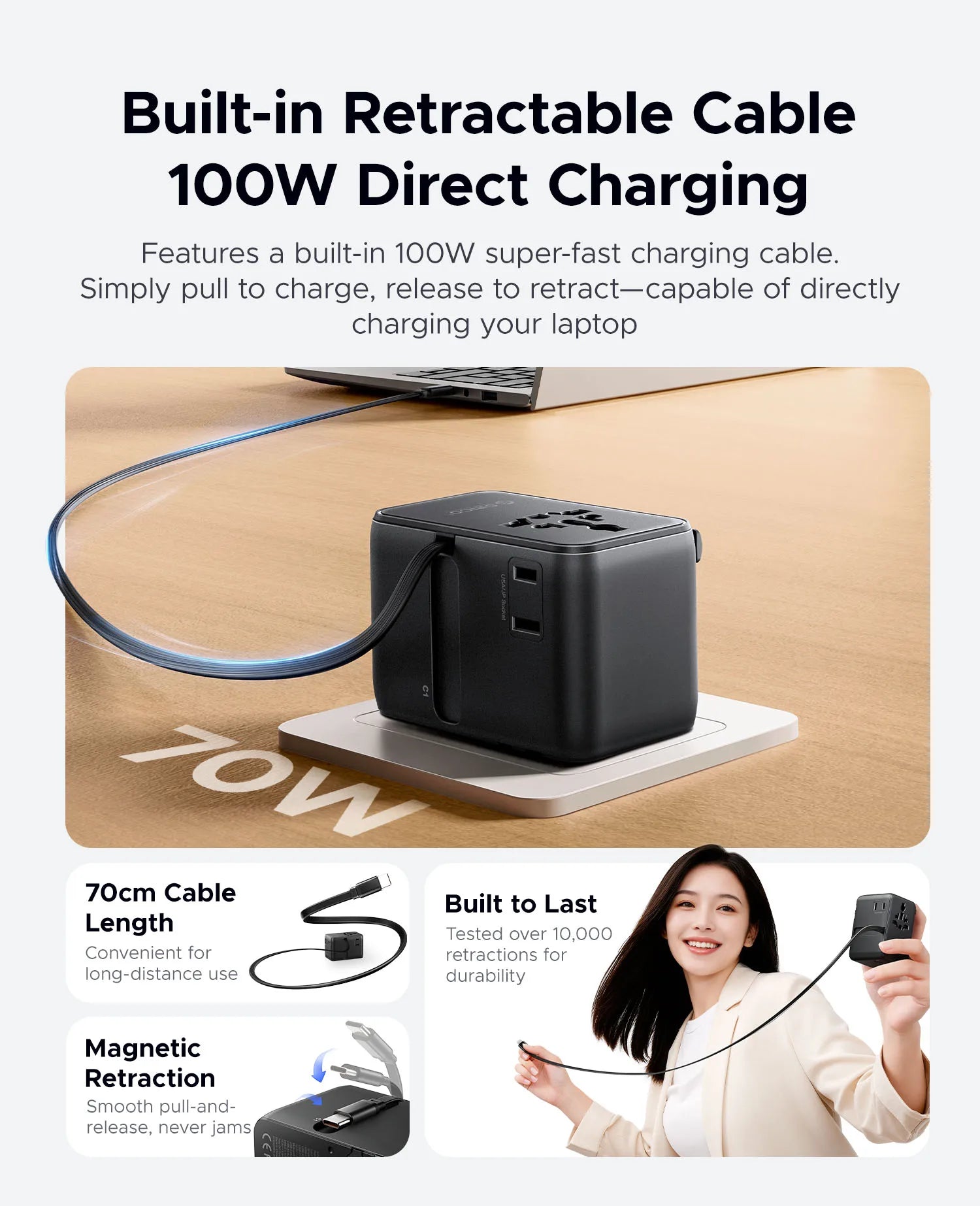 ORICO 100W GaN Universal Travel Adapter