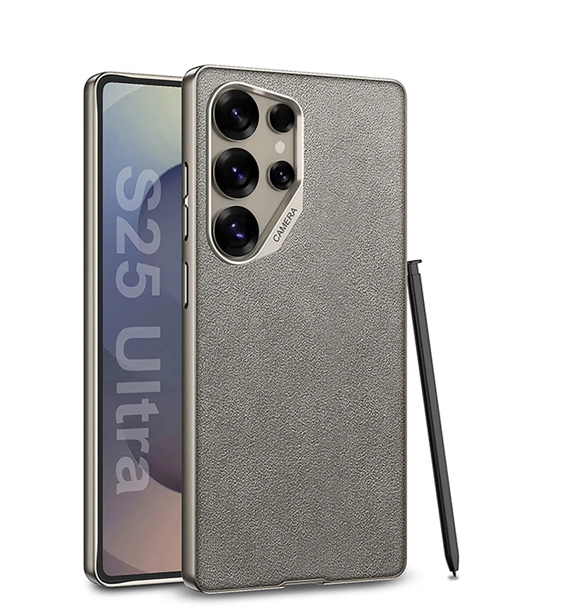 Comfortable Suede Velvet Leather Phone Case with Lens Guard for Samsung Galaxy S25 Ultra