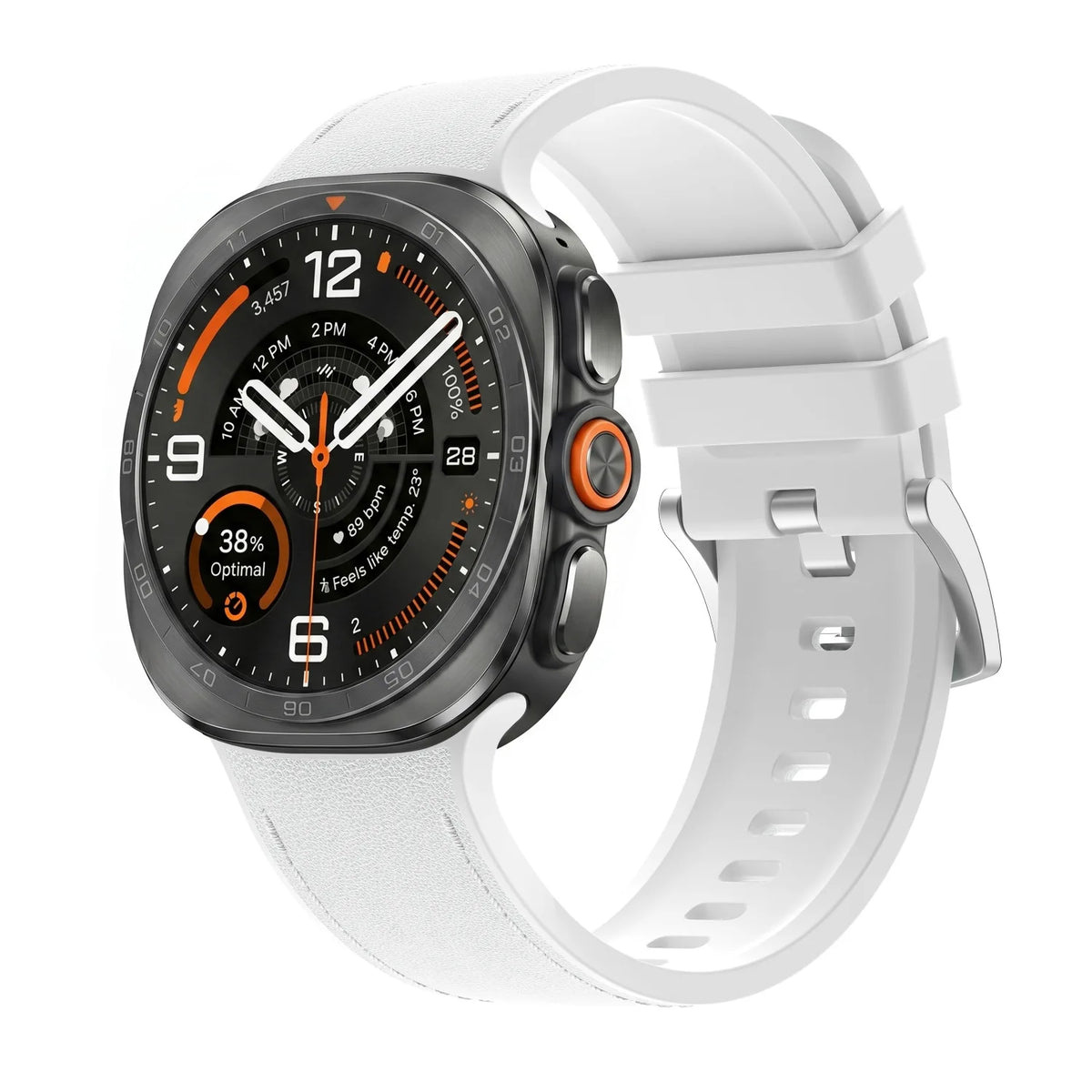 Leather-Like Silicone Watch Band with Ventilation Holes for Samsung Galaxy Watch Ultra 2