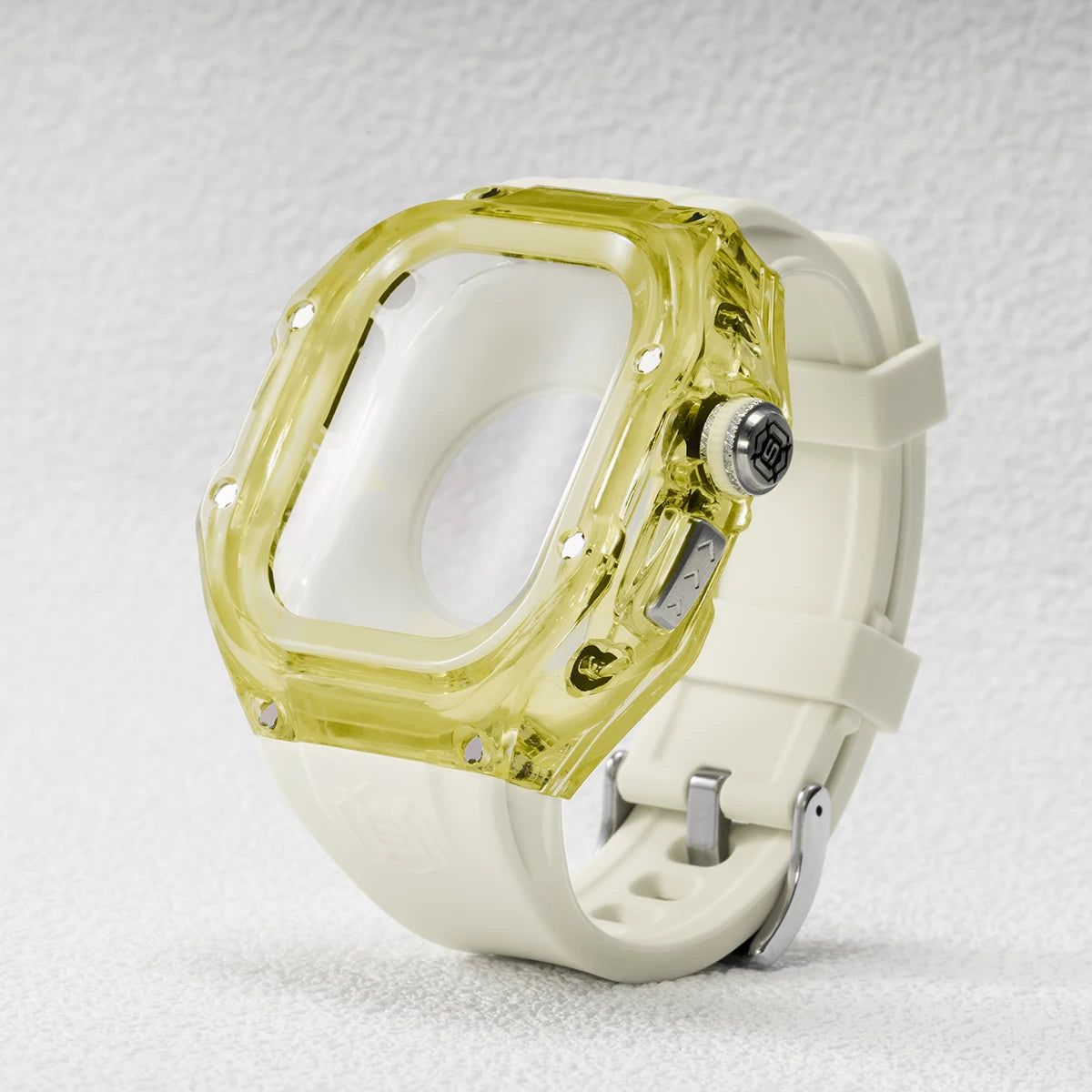 Luxury Transparent Protective Case with Silicone Strap for Apple Watch Ultra