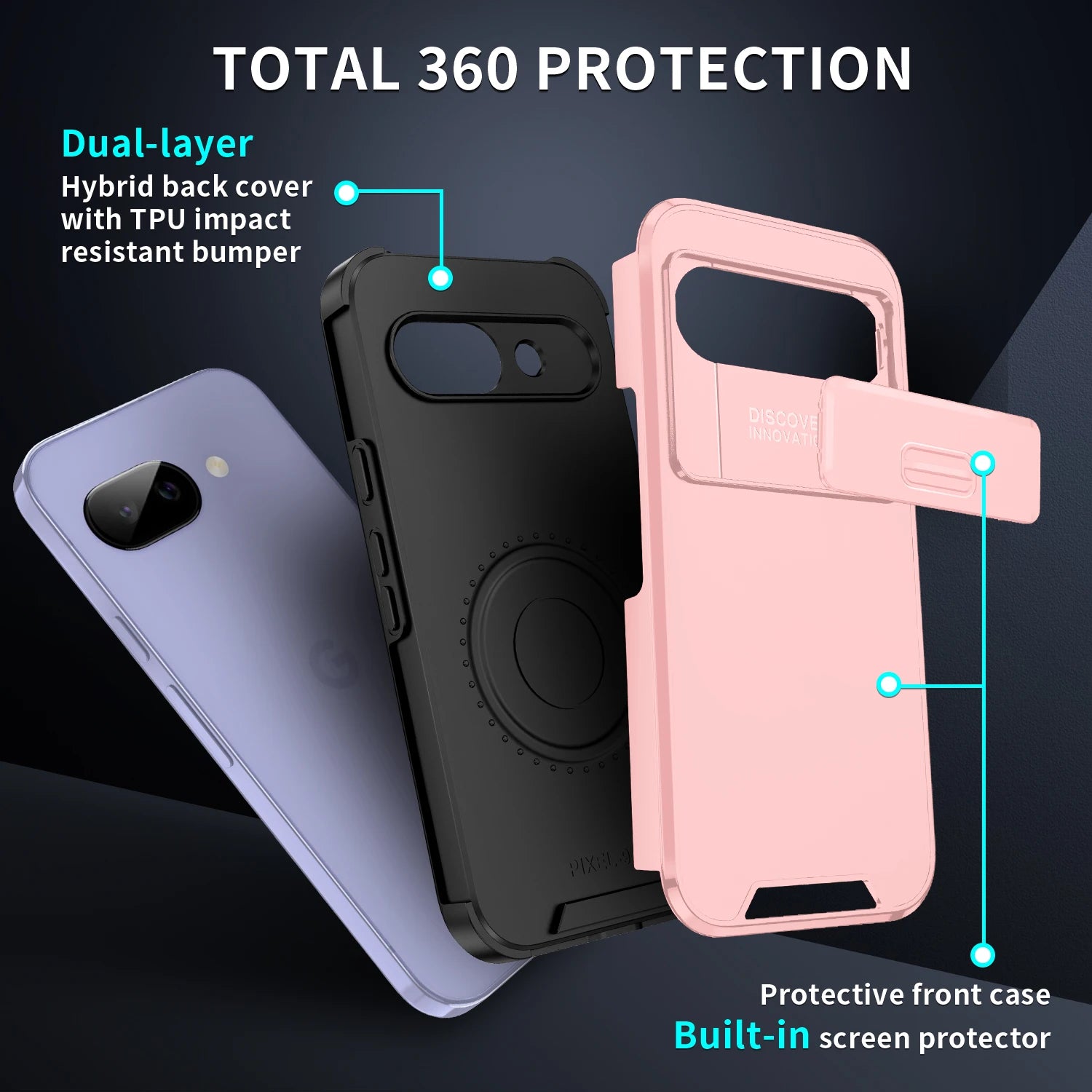 Heavy-Duty Rugged Armor Case with Sliding Camera Protection for Google Pixel 9A