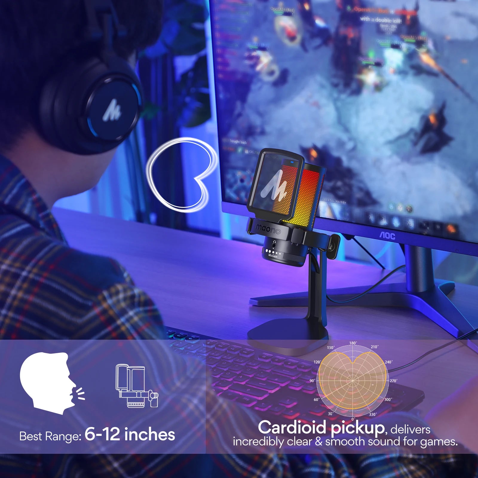 Maono DGM20 RGB USB Gaming Microphone