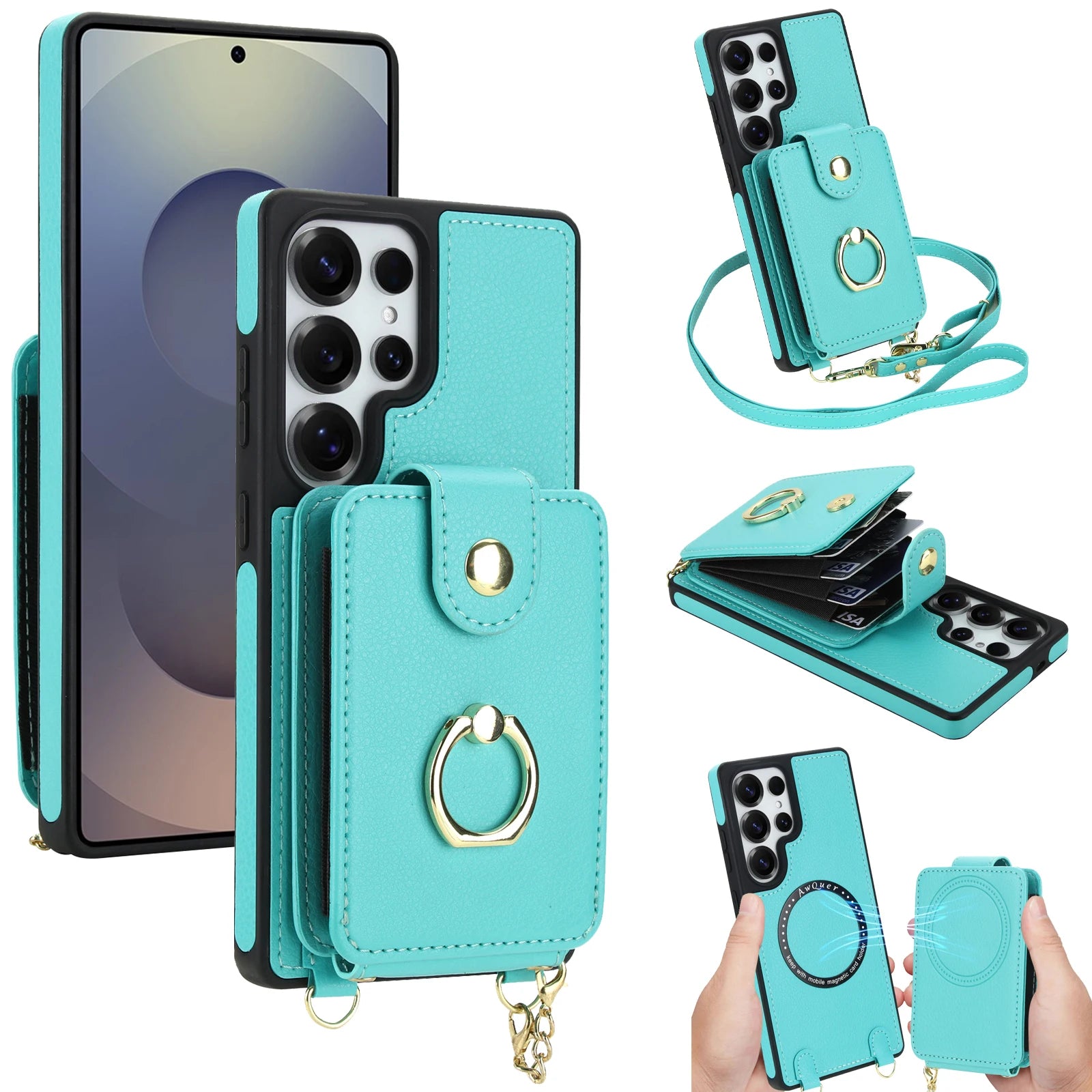 2-in-1 Zipper Wallet Case with Detachable Lanyard for Samsung Galaxy S24 Series