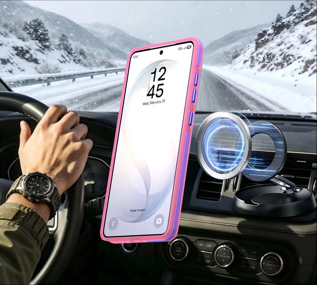 Micro-Matte Shockproof Case with 360° Rotating Magnetic Ring Stand for Samsung Galaxy S23 Ultra