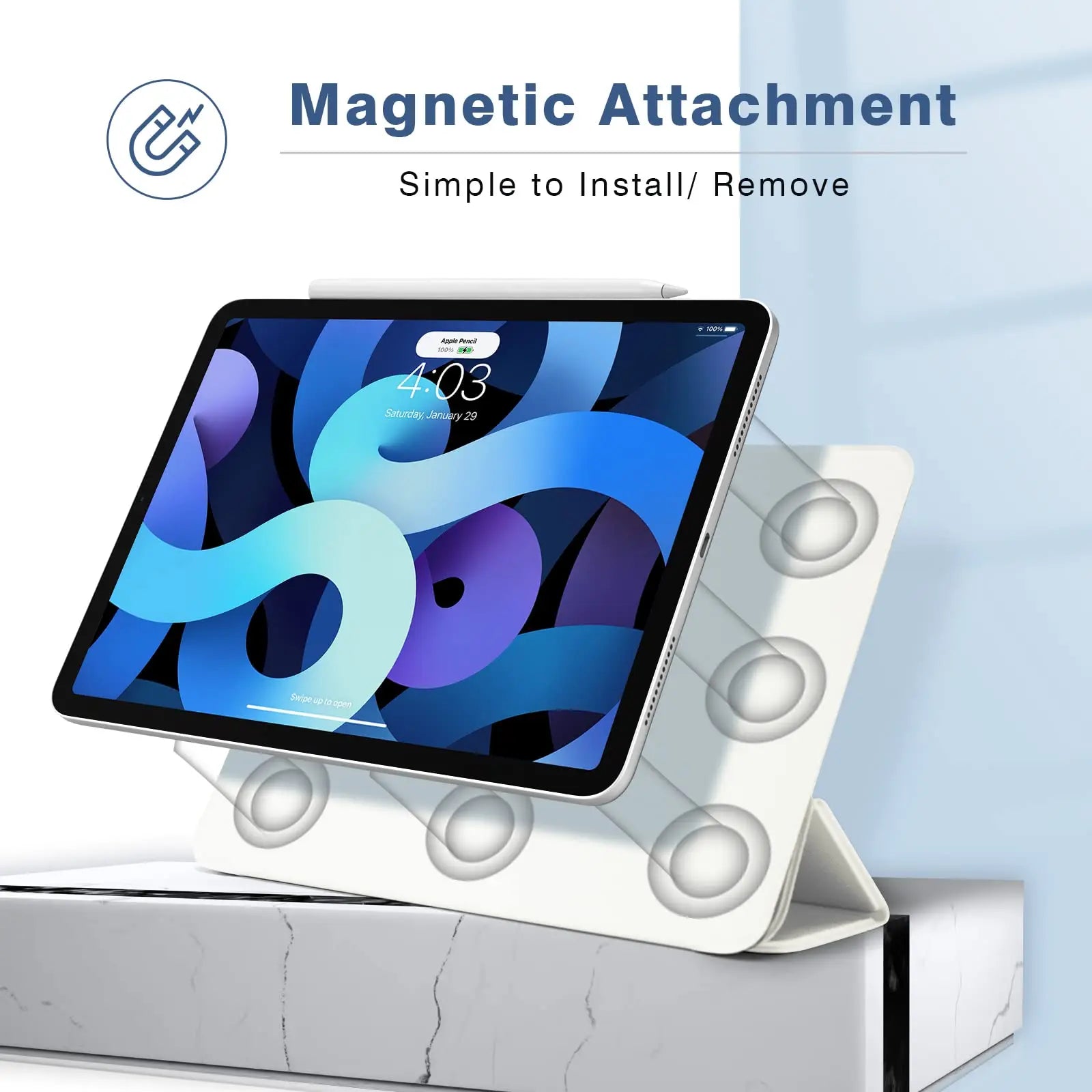 Powerful Magnetic Attachment Slim Trifold Stand Case for iPad Air 13" (2024)