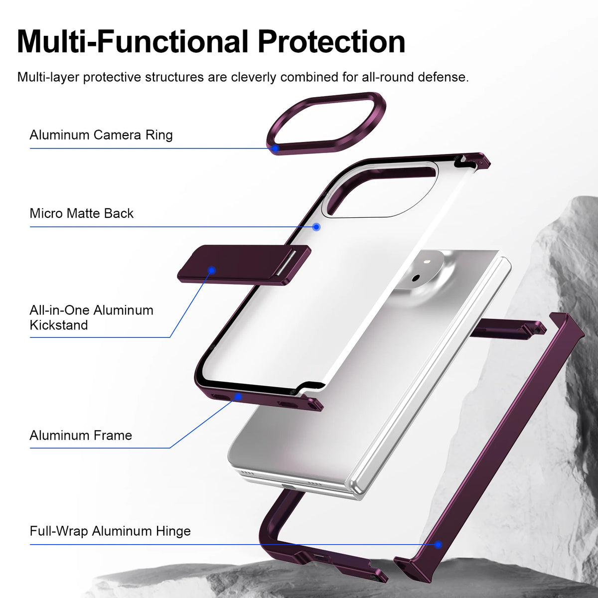 Aluminum Alloy Kickstand Case with Full Hinge Protection for iPhone Duo