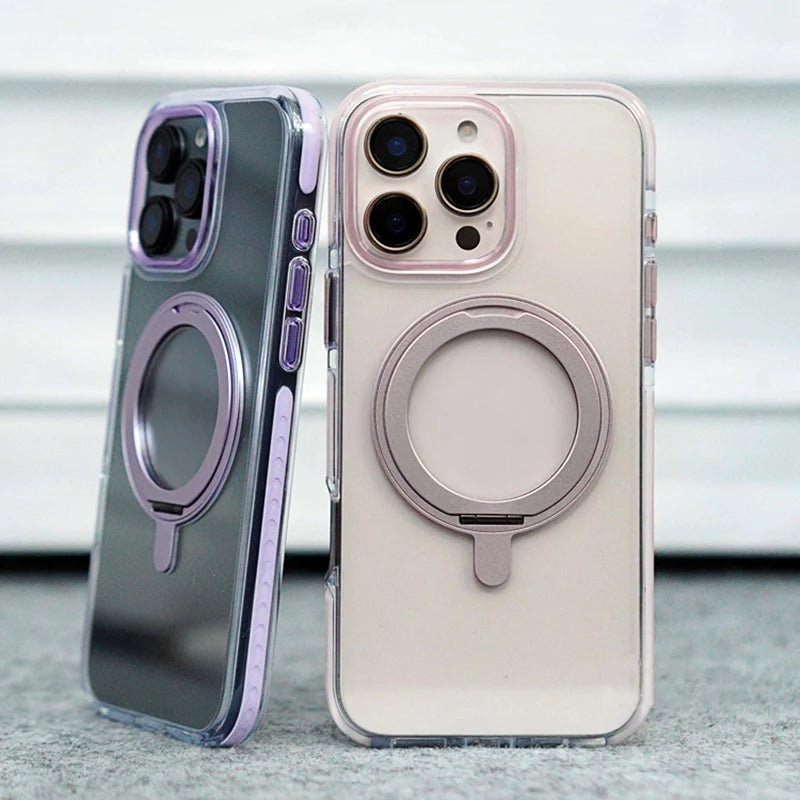 Clear MagSafe Case with 360° Rotating Kickstand for iPhone 16 Pro and iPhone 16 Pro Max