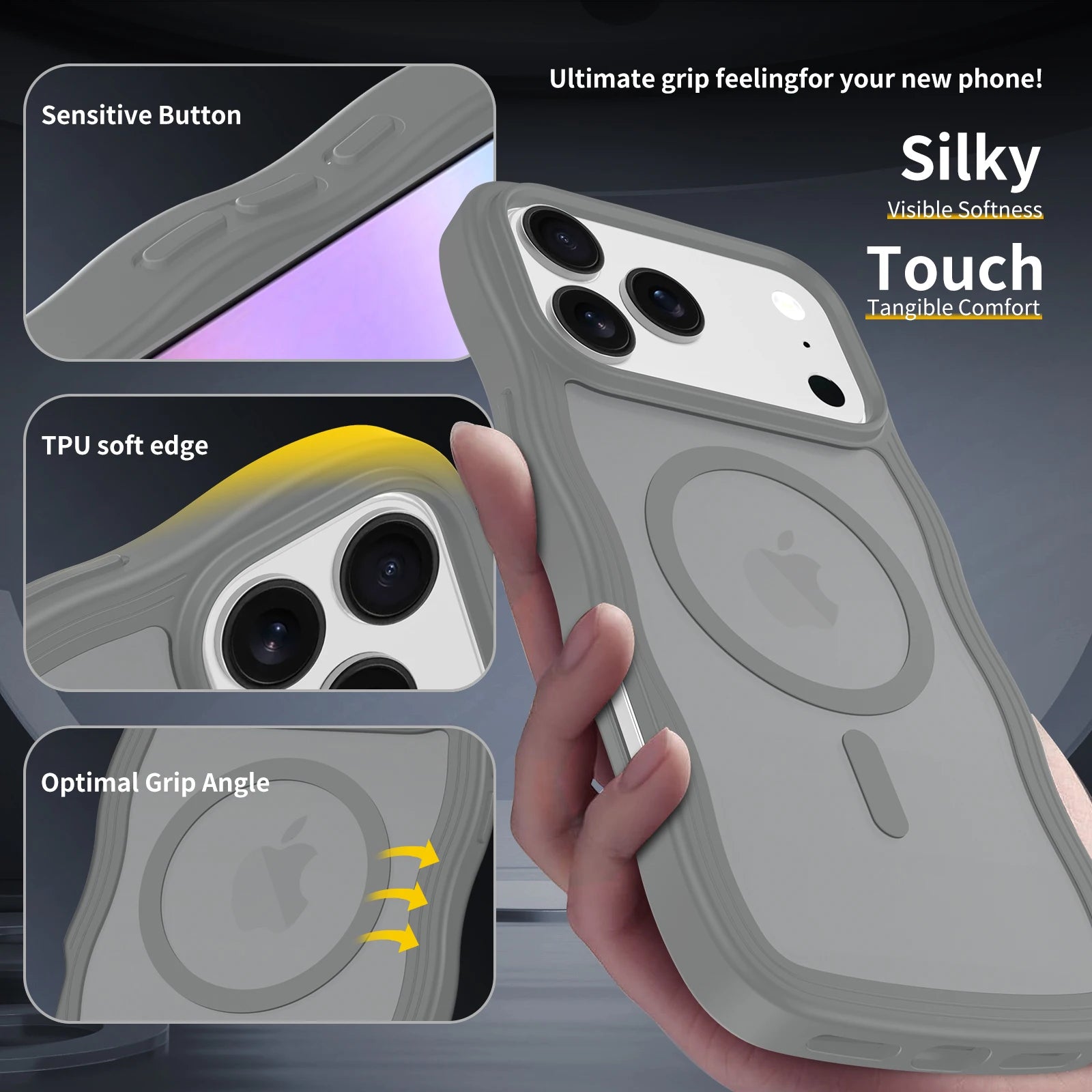 Luxury Curly Wavy Frame Matte MagSafe Case for iPhone 17 Series