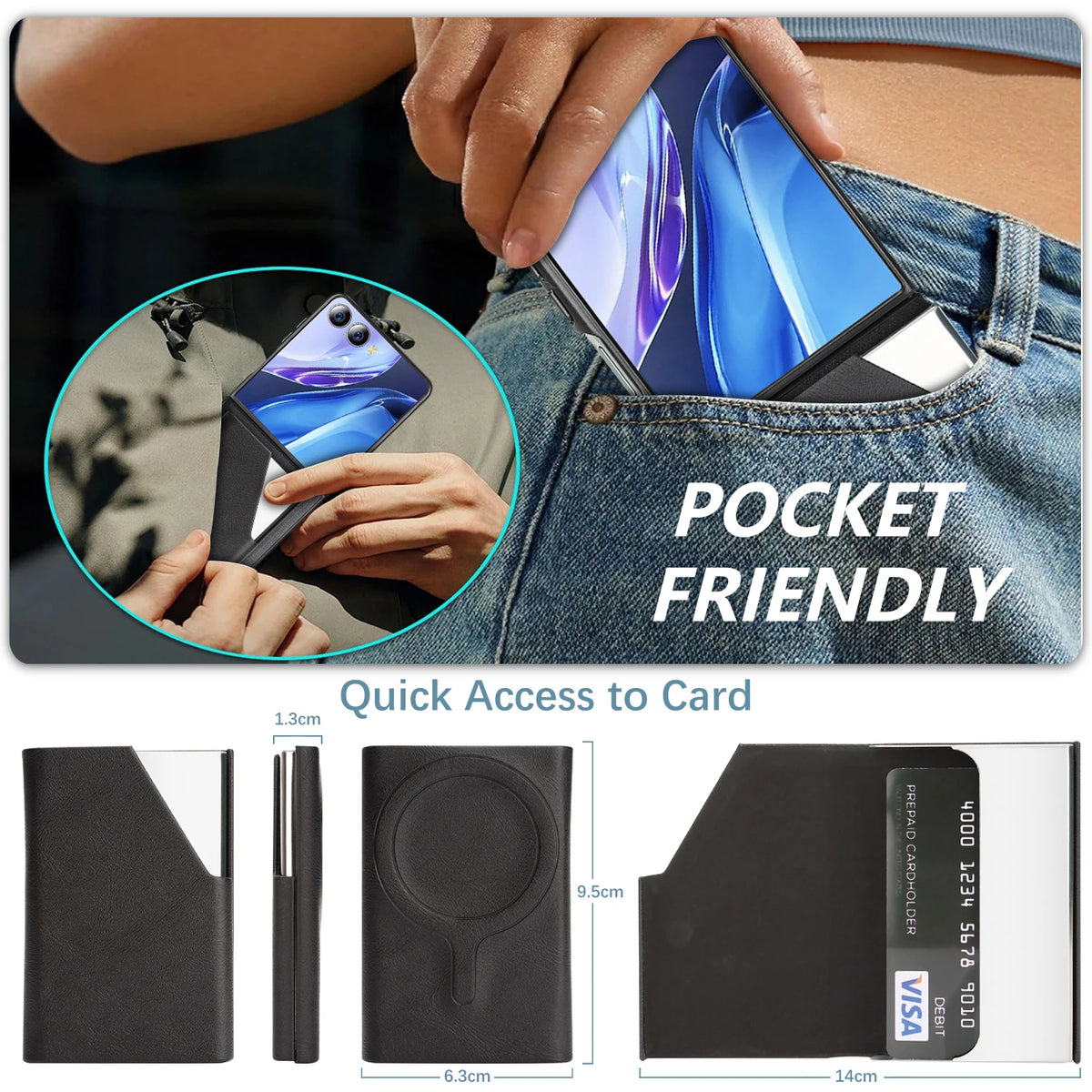 Magnetic Leather Wallet Case with Foldable Stand for Samsung Galaxy Z Flip 7