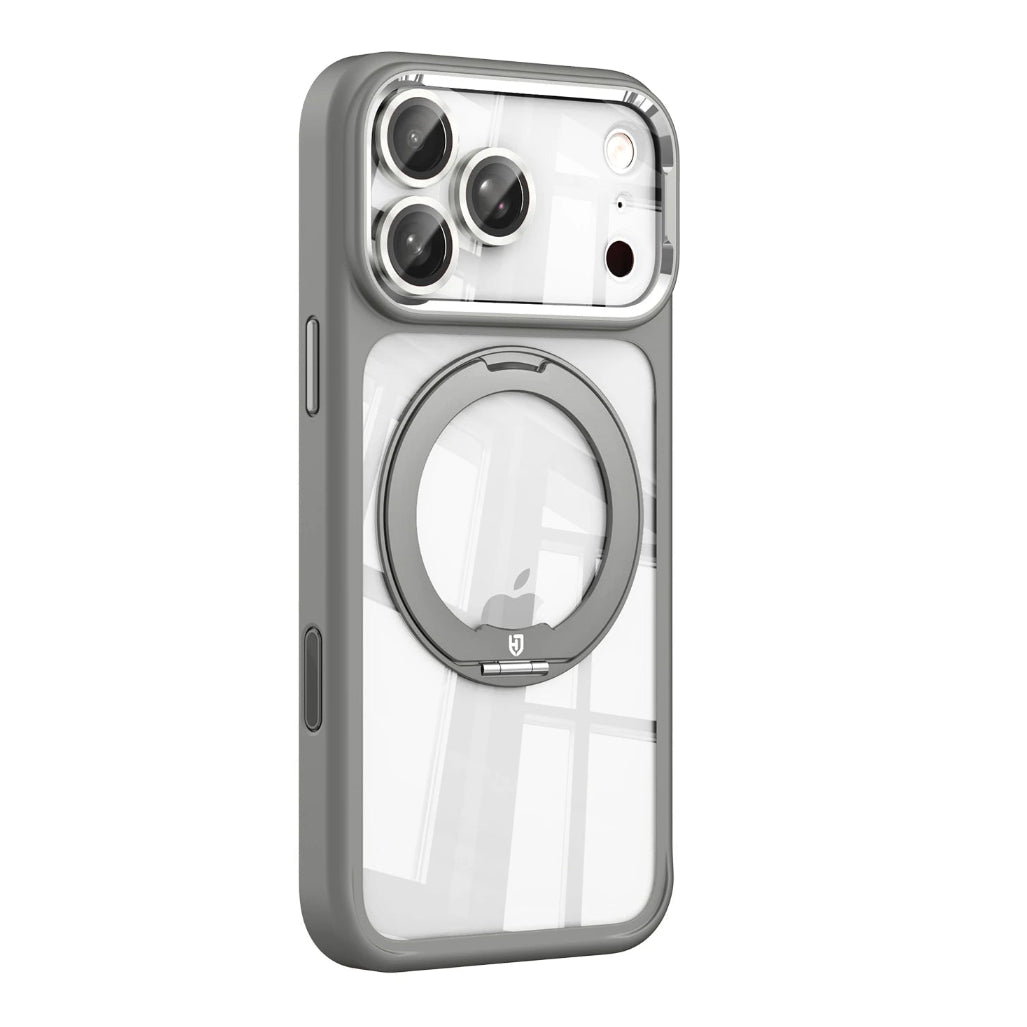 Clear MagSafe Case with Rotating Ring Stand and Removable Camera Protector for iPhone 17 Series