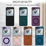 Protective Leather Magnetic Case with Ring Bracket & Glass Film for Samsung Galaxy Z Flip 6