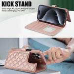 Leather Book Case with Crossbody Strap and Card Slots for iPhone 15 Series