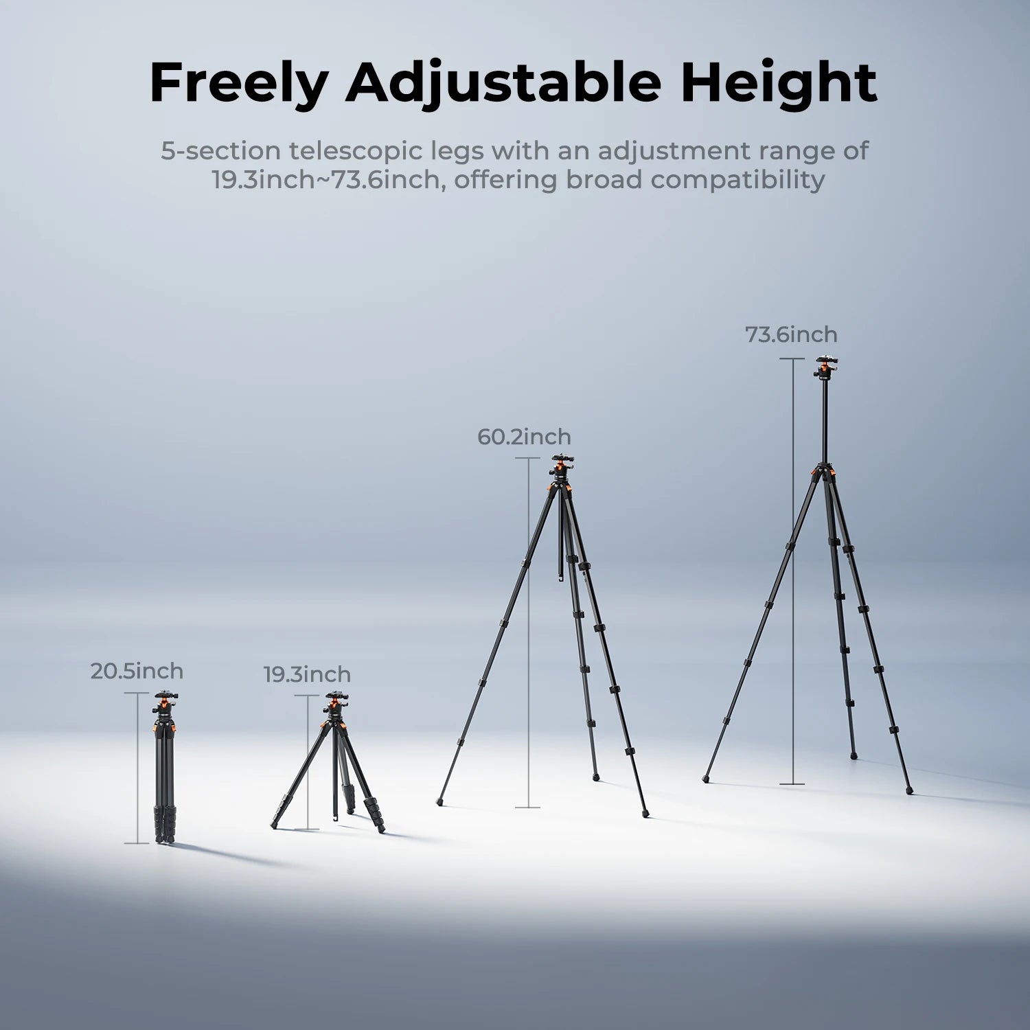 K&F Concept 73-Inch Compact Tripod for Camera