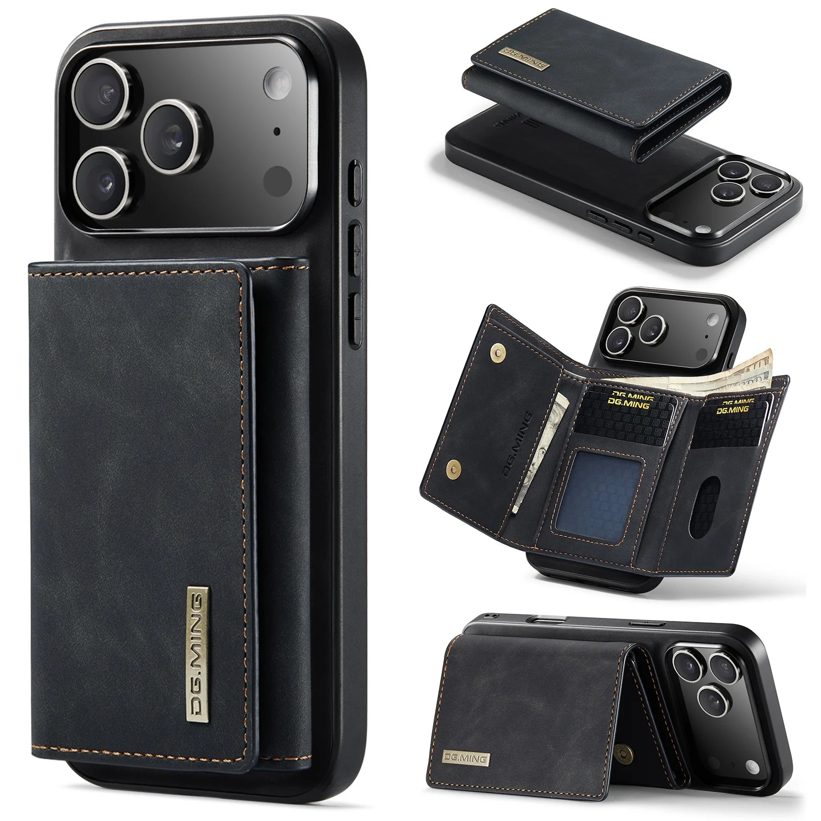Luxury 2-in-1 Detachable Magnetic Leather Wallet Cover with Card Slots for iPhone 17 Series