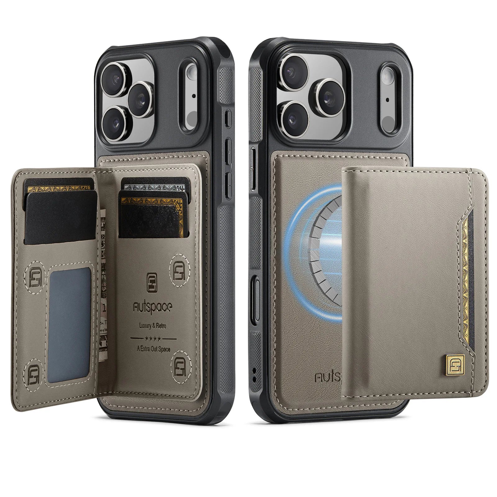 iPhone 17 Series Leather Case with Removable Card Holder