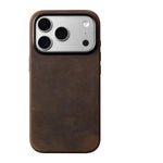 Crazy Horse Leather MagSafe Case with Raised Camera Ring for iPhone 17 Series
