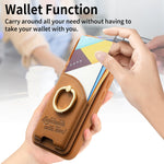 Google Pixel 9 Series Leather Wallet Case with Ring Holder and Kickstand