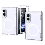 Transparent Shockproof Hinge Protection Case with Magnetic Ring Stand Compatibility for Samsung Galaxy Z Fold 8