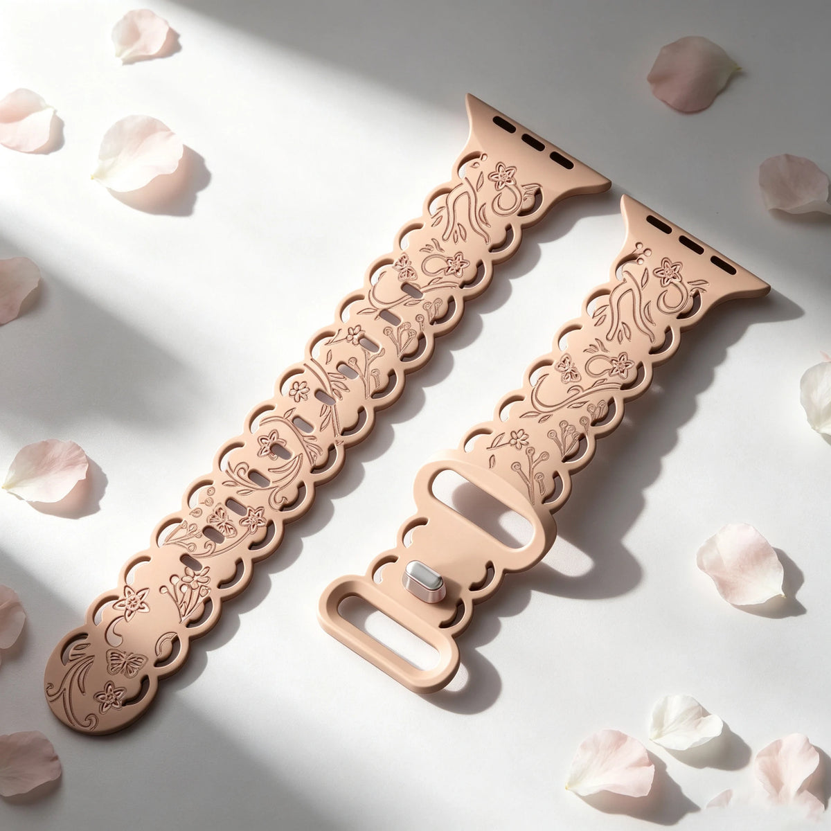 Silicone Floral Engraved Band with Scalloped Edges for Apple Watch