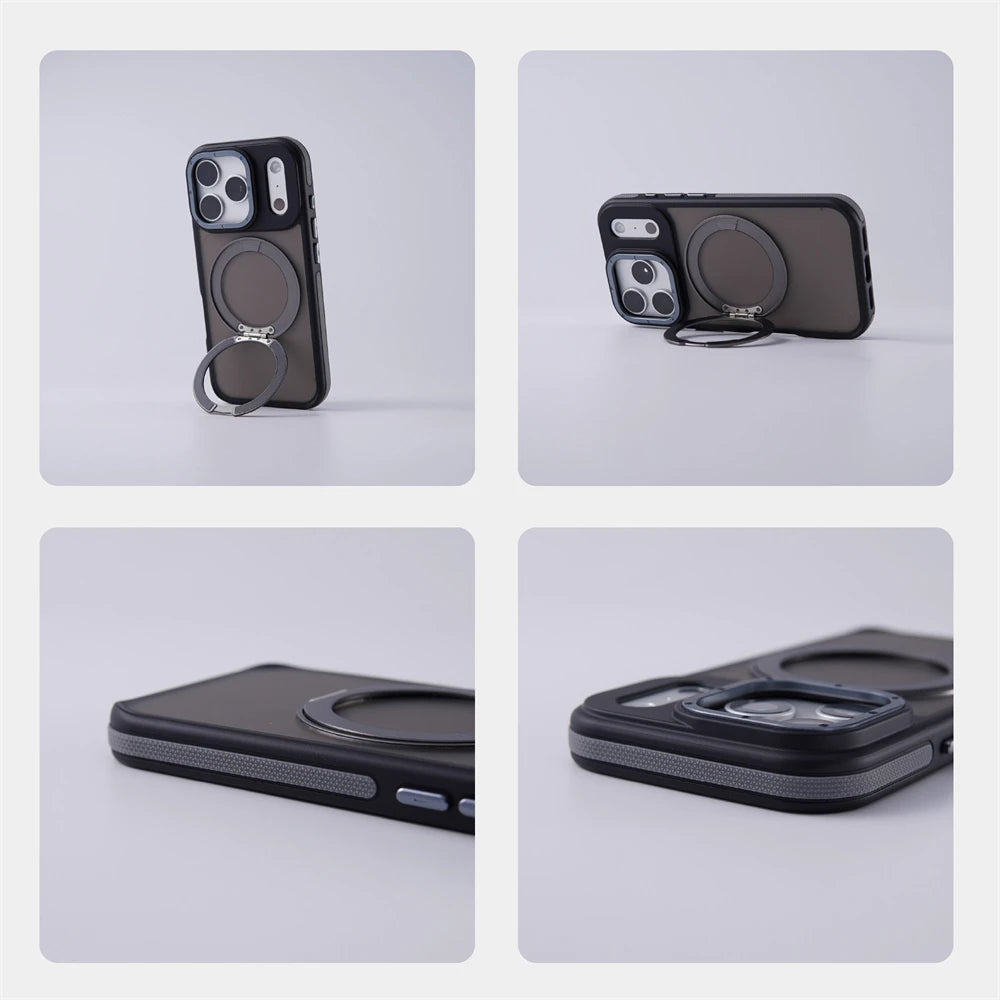 Shockproof MagSafe Case with 360° Rotating Ring Stand for iPhone 18 Series