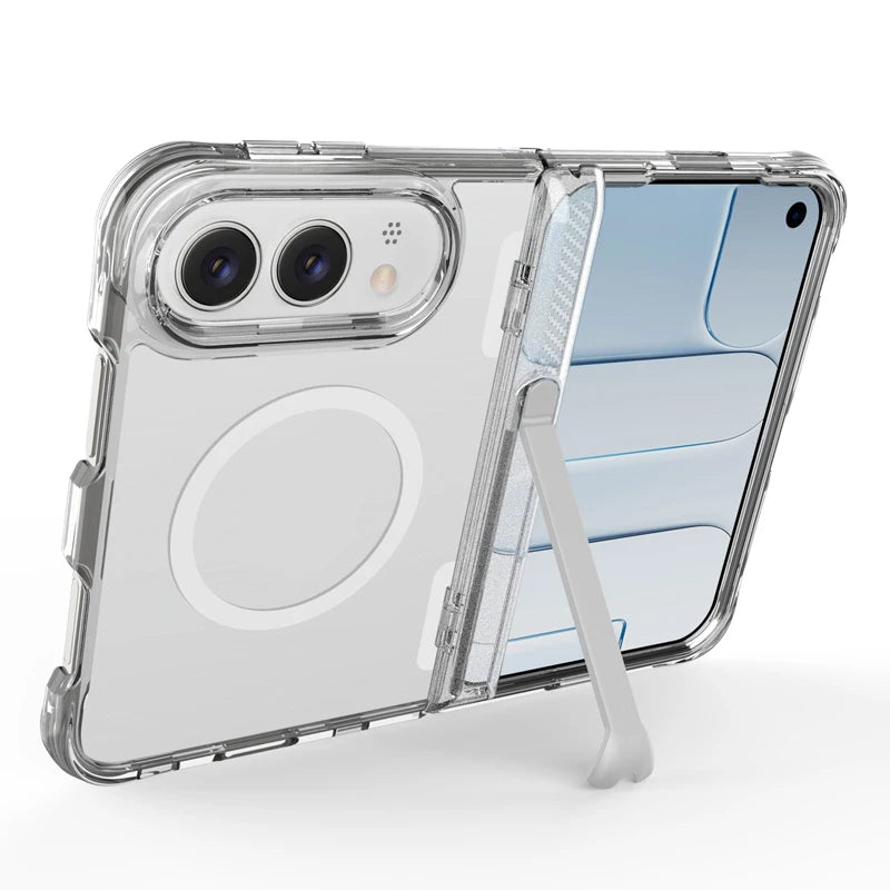 Transparent Kickstand Case with Magnetic Alignment Ring for iPhone Duo