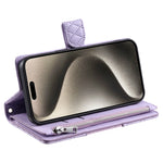 Crossbody Glitter Leather Wallet Case with Card Slots and Zipper Bag Purse for iPhone 15 Series