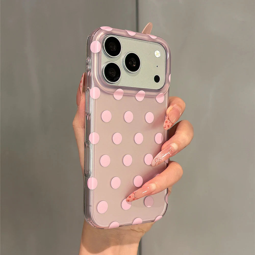 Translucent Polka Dot Case with Raised Camera Frame for iPhone 18 Series