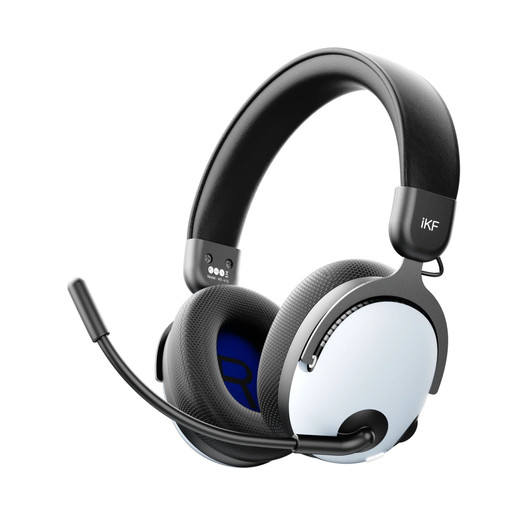 Headphones with microphone on a white background, featuring the IKF brand.