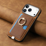 2-in-1 Detachable Leather Wallet Case with Card Slot & Ring Holder for iPhone 17 Series