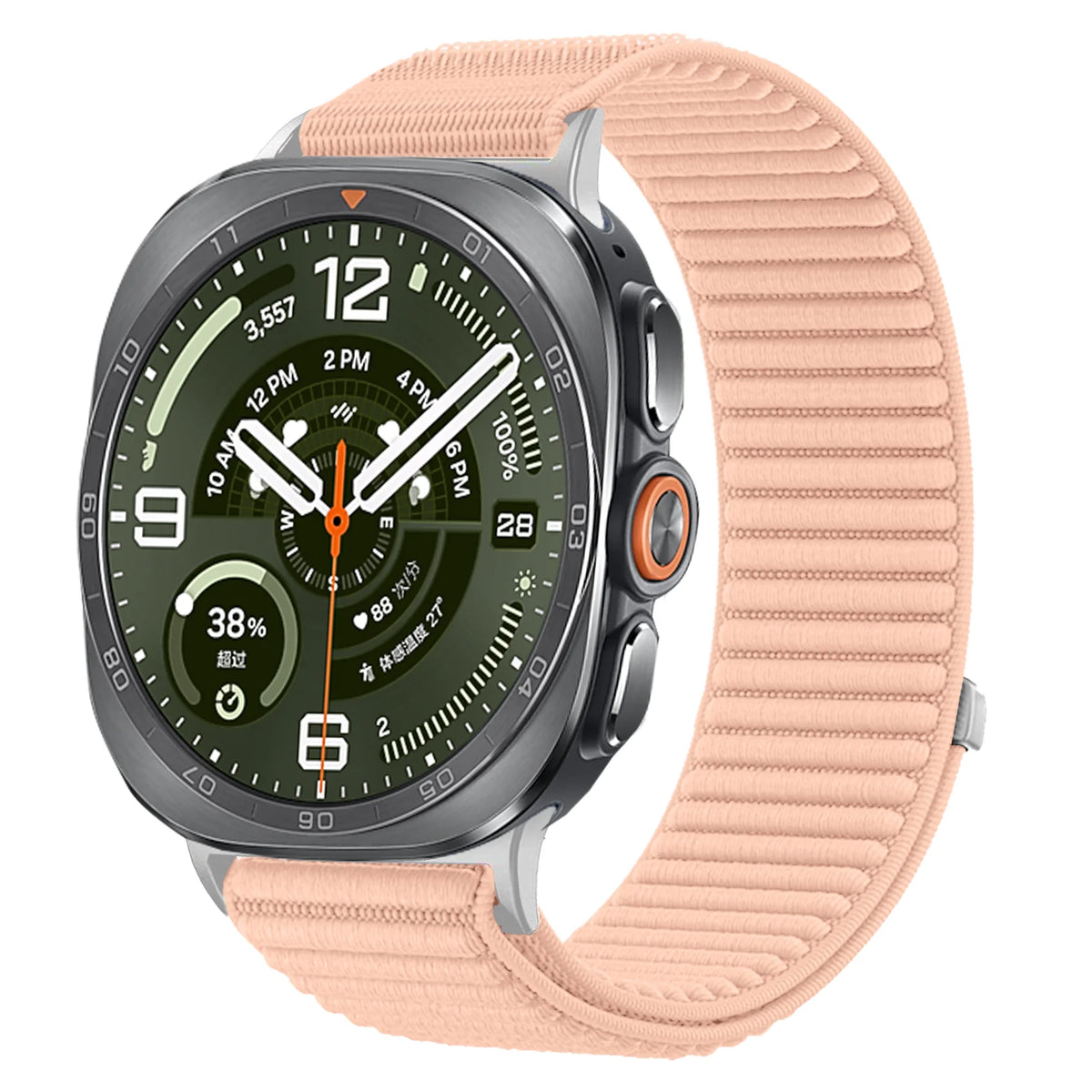 Woven Nylon Velcro Watch Strap with Metal Connector Heads for Samsung Galaxy Watch Ultra 2