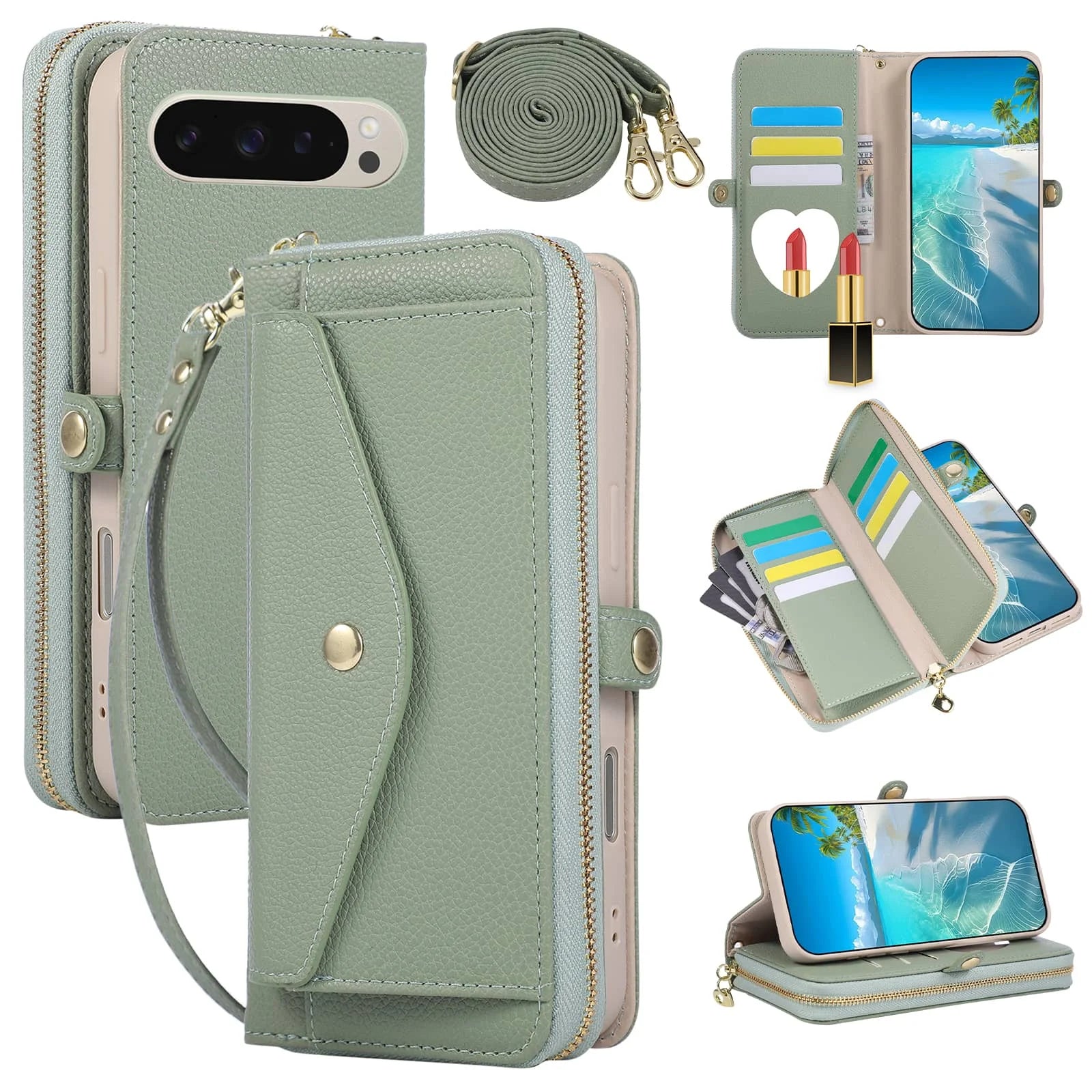 Crossbody Strap Wallet Case For Google Pixel 9 Series