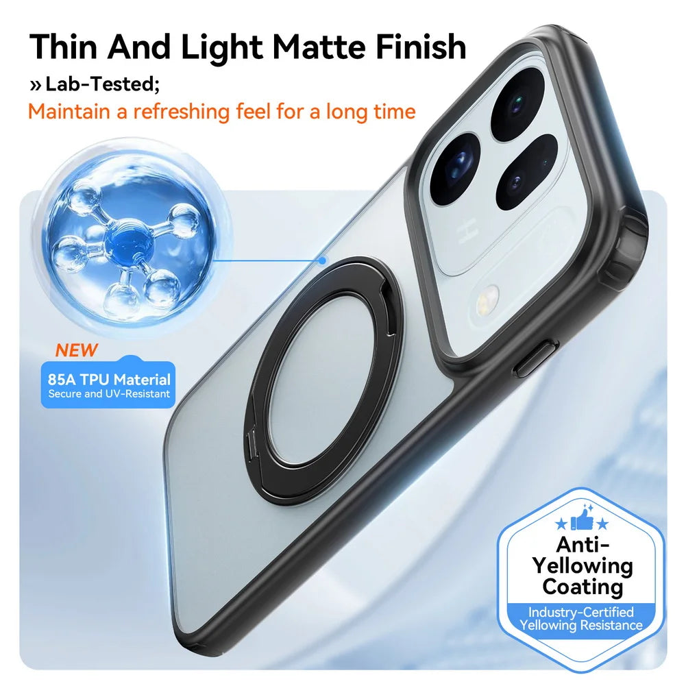 Matte Anti-Yellowing Case with 360° Rotating Ring Stand for OPPO Find X10 Series