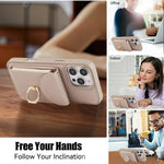 iPhone 15 Series Crossbody Leather Phone Case with Card Holder & Ring & Lanyard