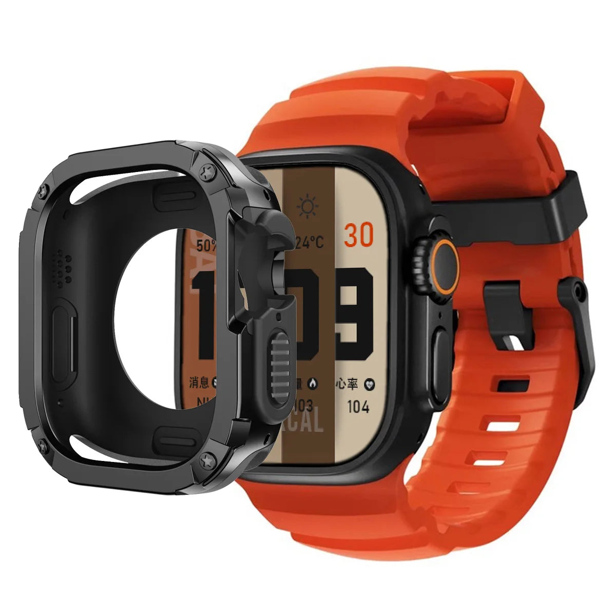 Sport Silicone Band with TPU+PC Bumper Case for Apple Watch