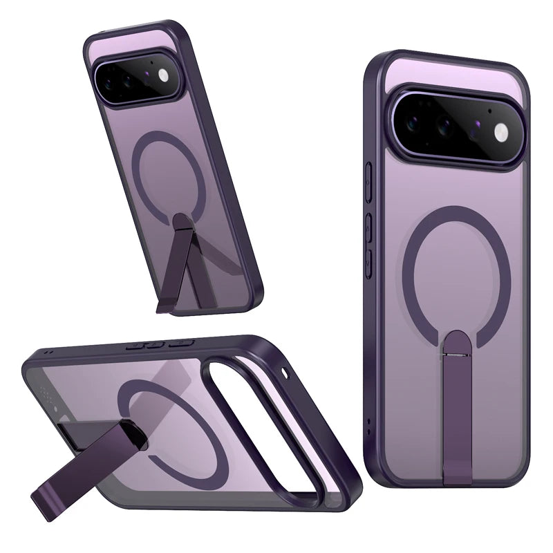 Matte PC+TPU Kickstand Case with 360° Rotating Metal Bracket for Google Pixel 11 Series