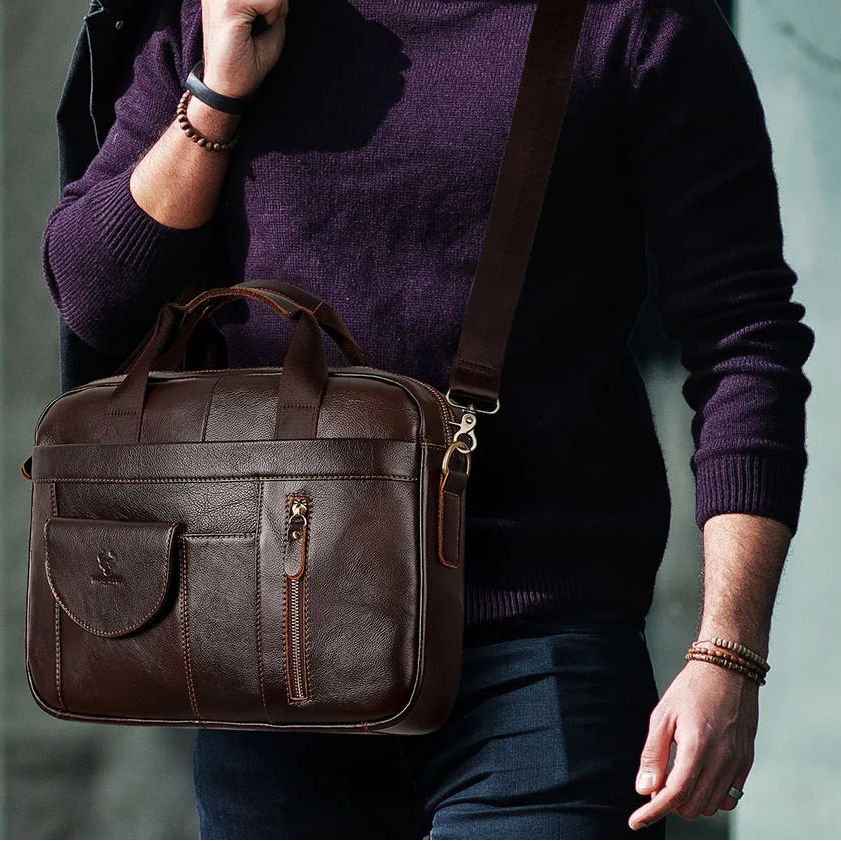 Handmade Top Layer Leather Briefcase for Men