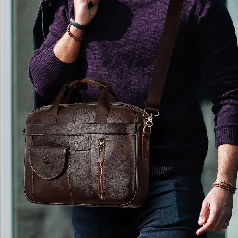Handmade Top Layer Leather Briefcase for Men