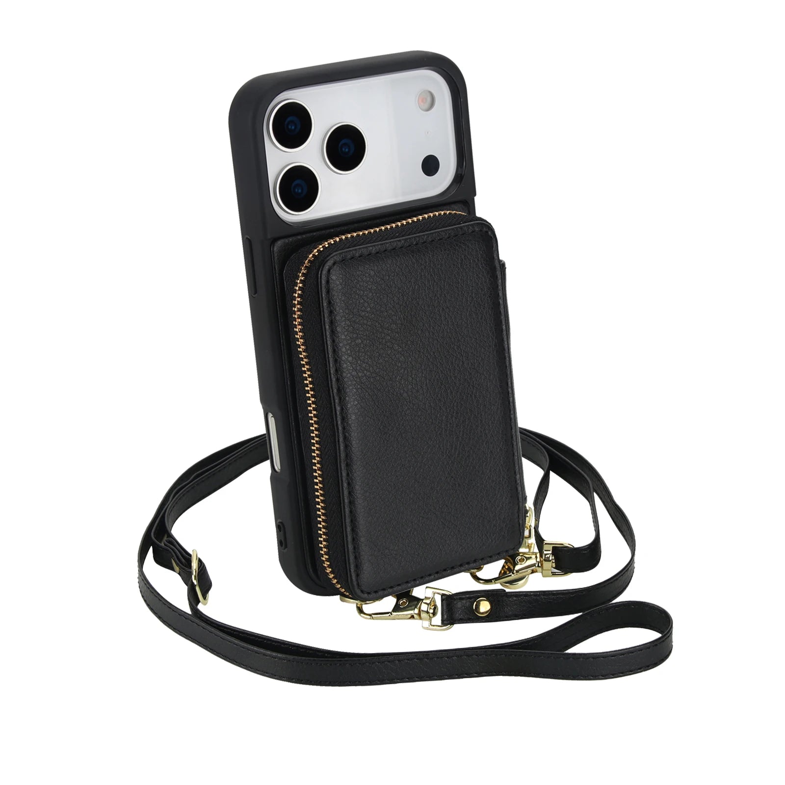 iPhone 17 Series Crossbody Leather Wallet Case