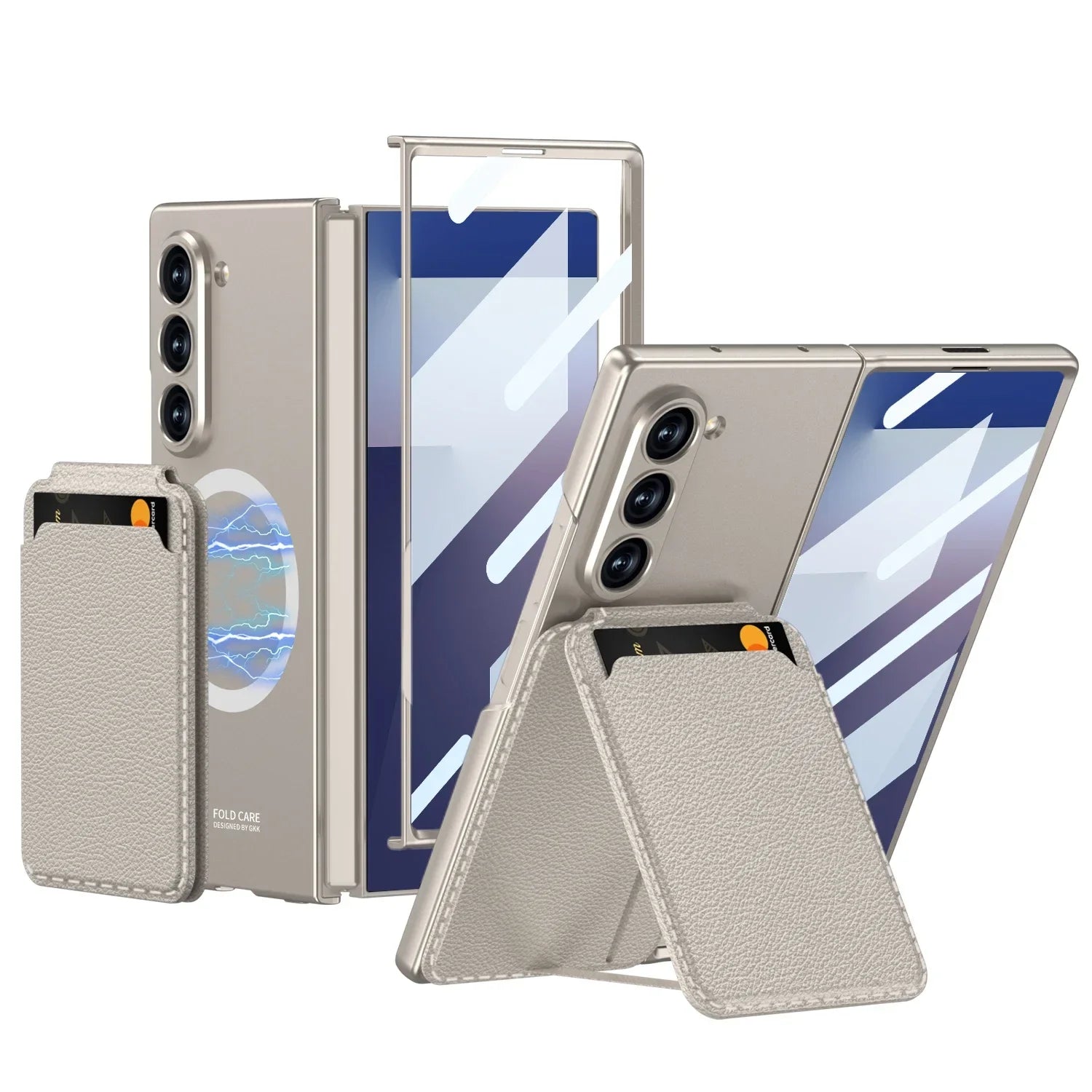 Samsung Galaxy Z Fold7 Magnetic Phone Case with Detachable Card Holder & Tempered Glass