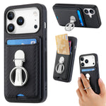 Multi-Functional Leather Wallet Case with Foldable Ring Holder & Vertical Card Slot for iPhone 17 Series
