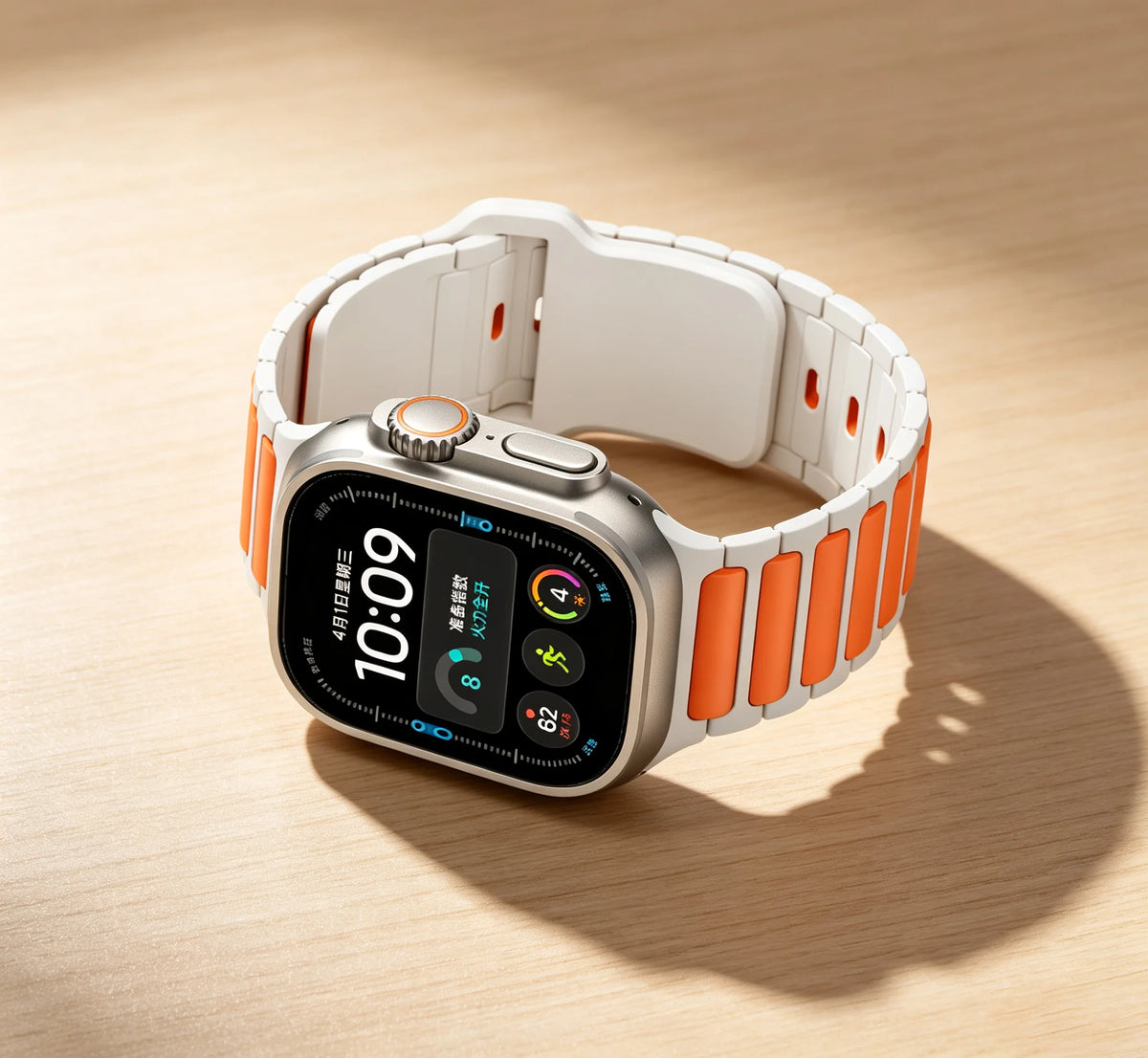 Silicone Quick-Release Band with Segmented Link Design for Apple Watch