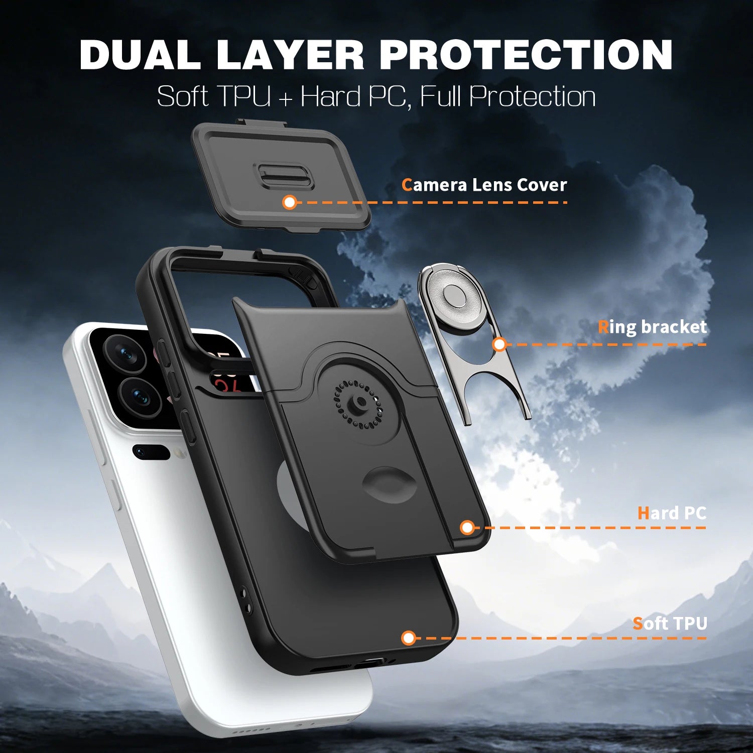 Rugged Case with Ring Stand and Lens Cover for Xiaomi 17 Series